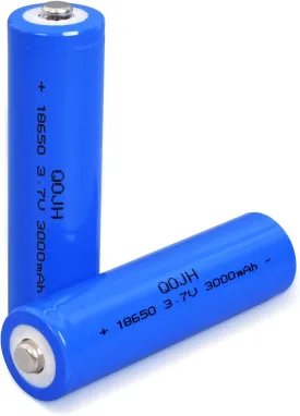 2 Pack 3.7V 18650 Battery 18650 Rechargeable Battery Lithium High Capacity 3000mAh 18650 Battery Button Top Battery for Doorbells, Flashlight, Headlamps and More (Blue)