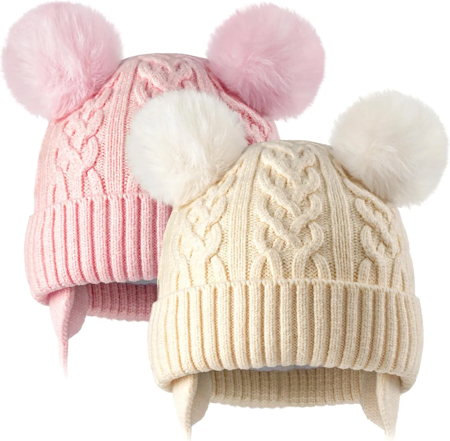 Baby Winter Hat Knitted Boys Girls Baby Beanie Double Pom Pom Kids Toddler Winter Hat