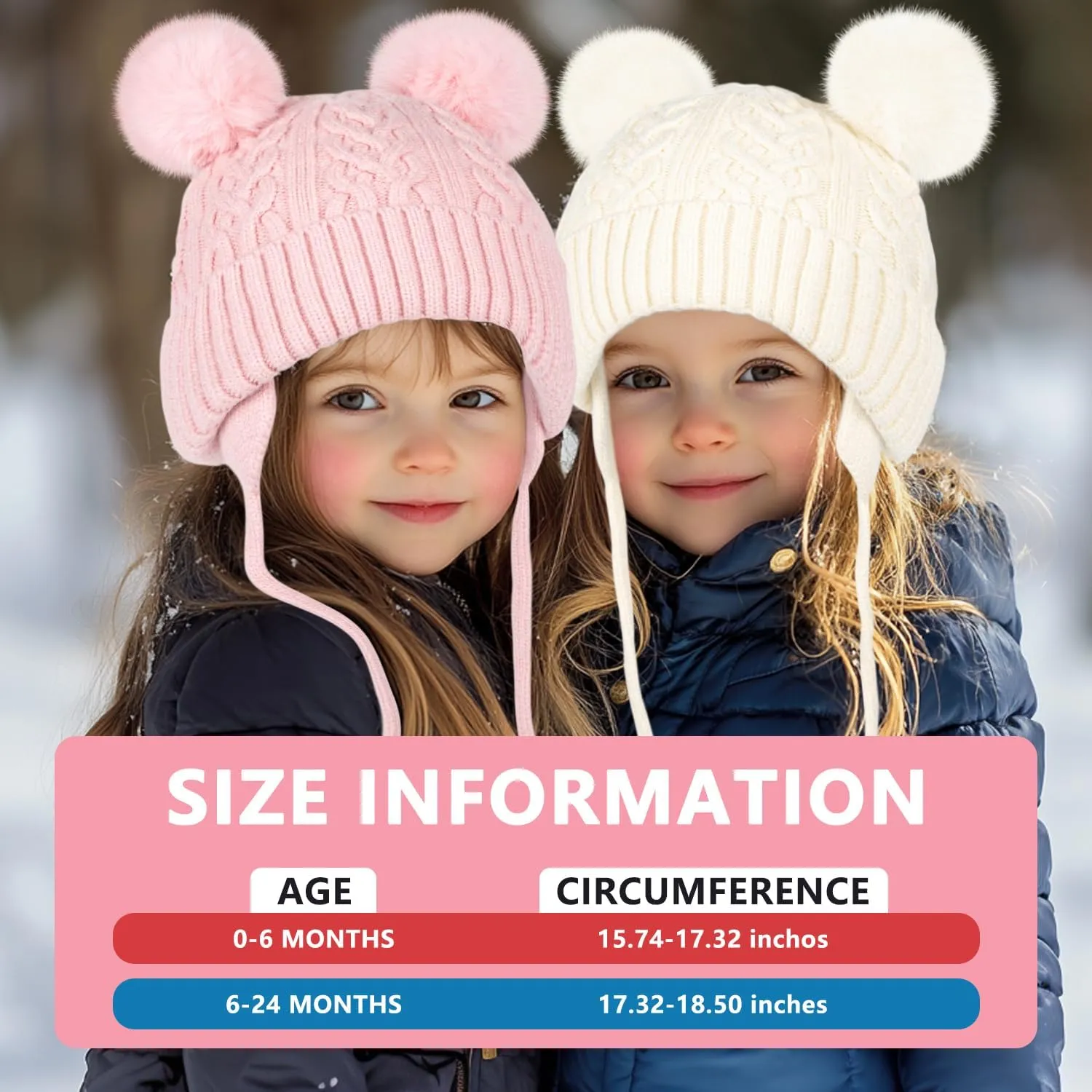 Baby Winter Hat Knitted Boys Girls Baby Beanie Double Pom Pom Kids Toddler Winter Hat