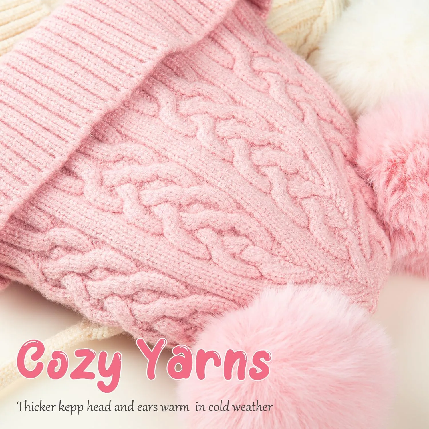 Baby Winter Hat Knitted Boys Girls Baby Beanie Double Pom Pom Kids Toddler Winter Hat