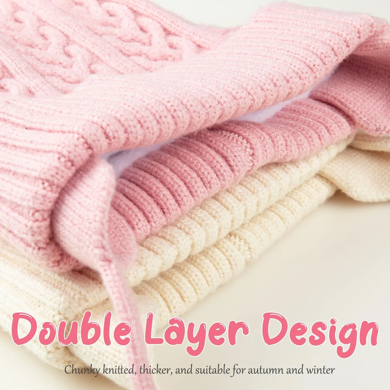 Baby Winter Hat Knitted Boys Girls Baby Beanie Double Pom Pom Kids Toddler Winter Hat