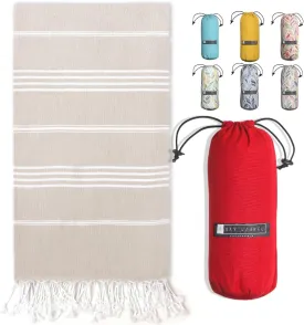 BAY LAUREL Turkish Beach Towel with Travel Bag 39 x 71 Quick Dry Sand Free Lightweight Large Oversized Towels Light