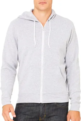 Bella & Canvas Men's 3739 Unisex Poly-Cotton Fleece Full-Zip Hoodie