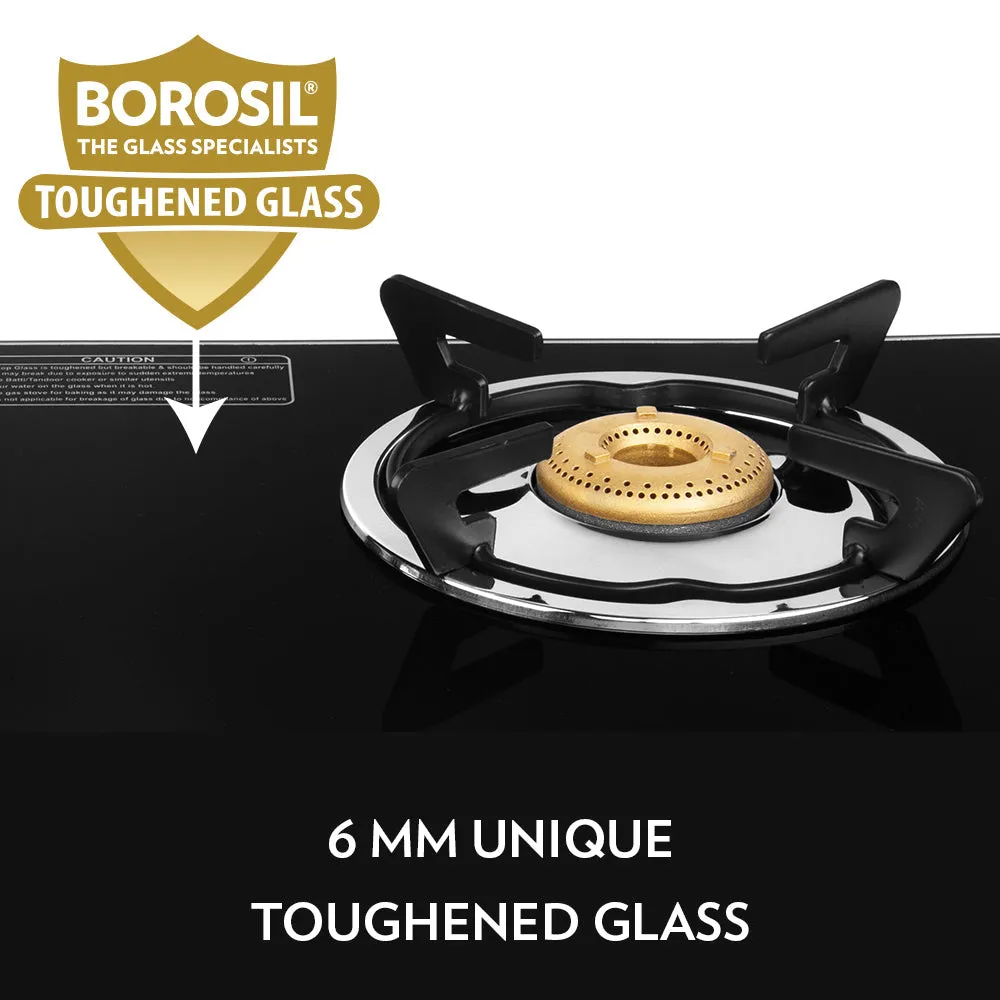 Borosil Blaze Glass-top Gas stove, 3 Burners