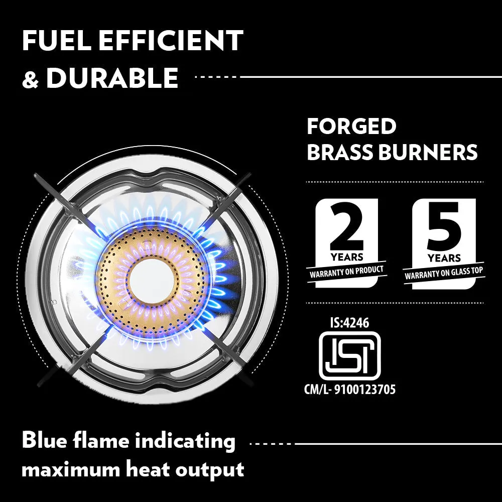 Borosil Blaze Glass-top Gas stove, 3 Burners