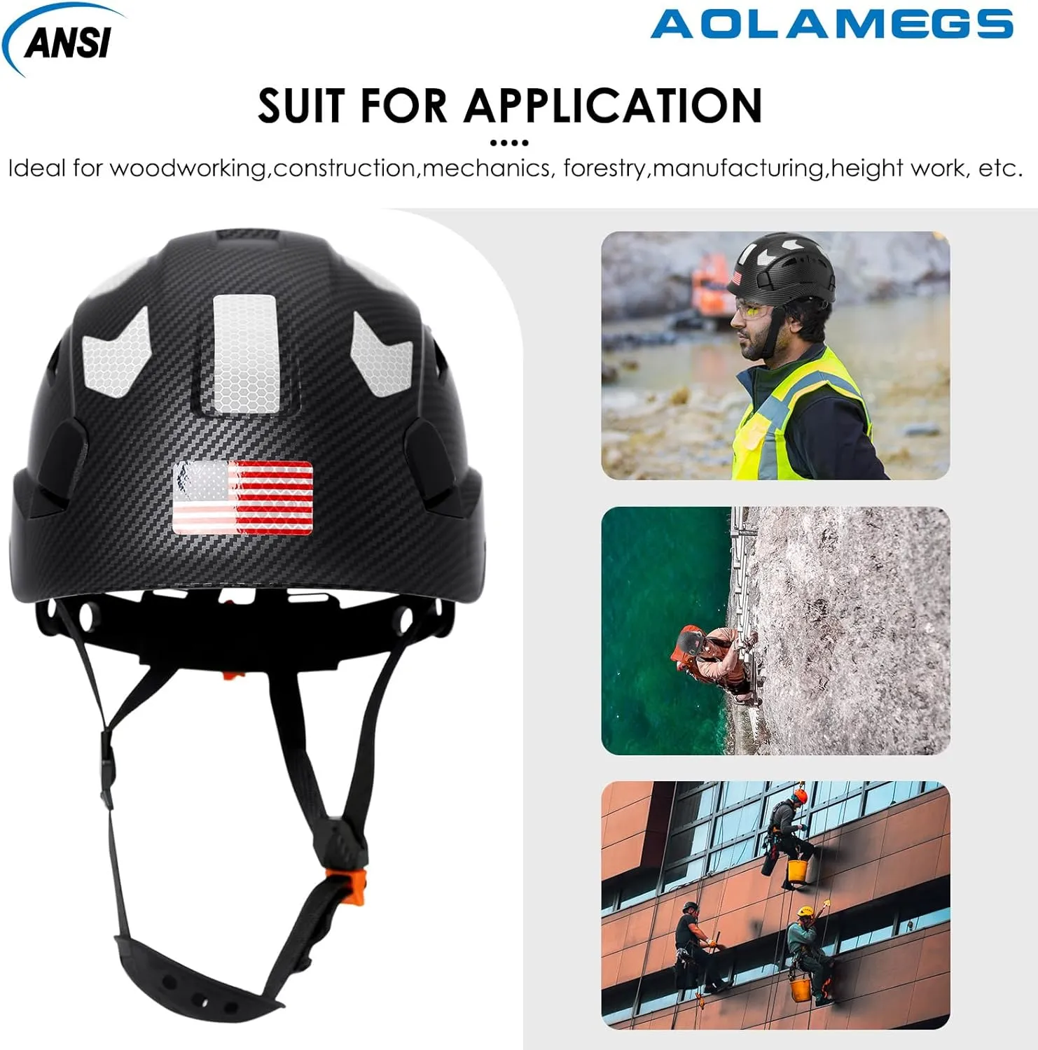 Carbon Fiber Pattern Hard Hats - Construction OSHA Approved Hard Hat,ANSI Z89.1 Type 1 Class C Adjustble Vented Safety Helmet for Men Women,6-Pt Suspension Low Profile Hard Hat with Chin Strap Cascos