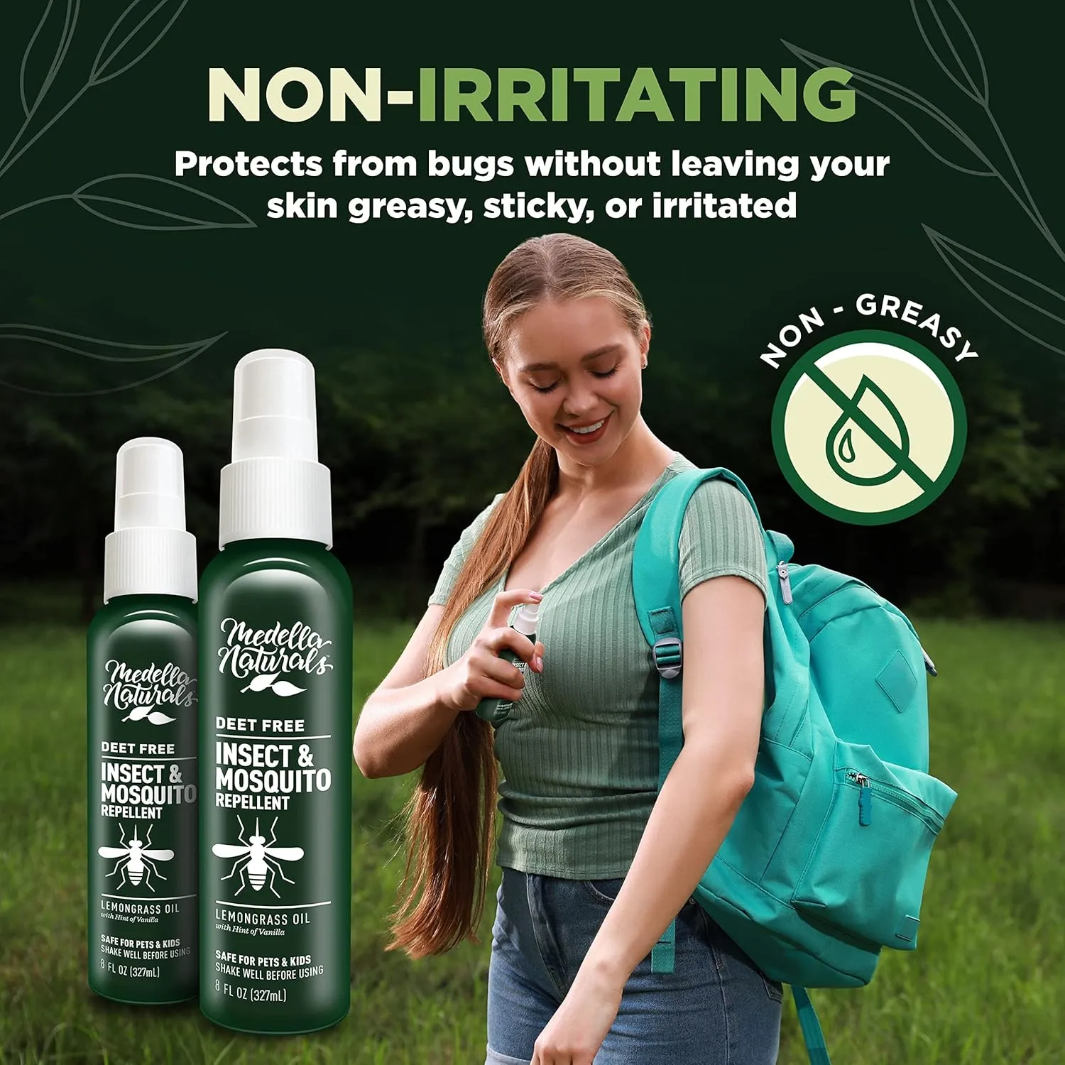 Deet-Free Insect & Mosquito Repellent Pack of 2 (8 oz)  Nice Smelling Insect Repellent with Lemongrass Oil Safe for Pets and Kids  Bug Spray for Mosquitoes, Gnats, Black Flies, and No-See-ums