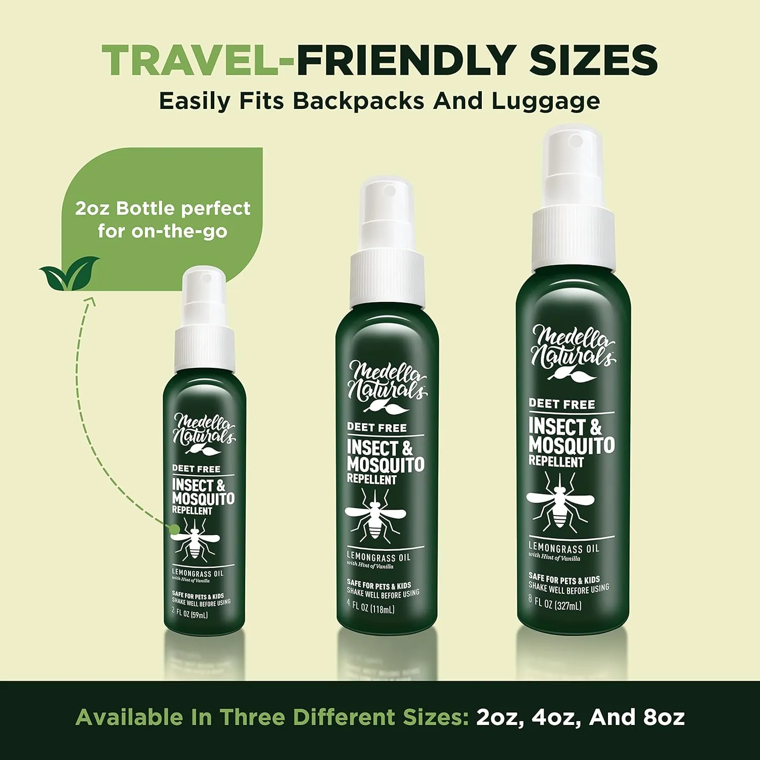 Deet-Free Insect & Mosquito Repellent Pack of 2 (8 oz)  Nice Smelling Insect Repellent with Lemongrass Oil Safe for Pets and Kids  Bug Spray for Mosquitoes, Gnats, Black Flies, and No-See-ums