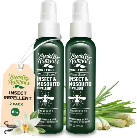 Deet-Free Insect & Mosquito Repellent Pack of 2 (8 oz)  Nice Smelling Insect Repellent with Lemongrass Oil Safe for Pets and Kids  Bug Spray for Mosquitoes, Gnats, Black Flies, and No-See-ums