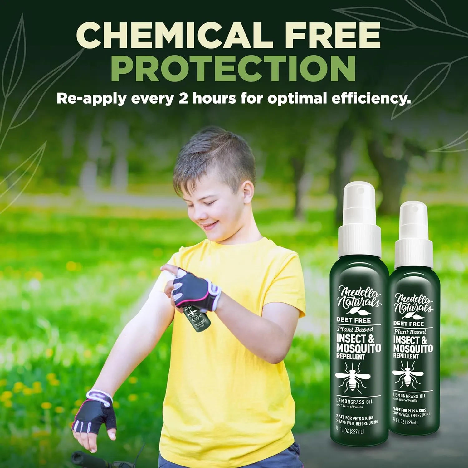 Deet-Free Insect & Mosquito Repellent Pack of 2 (8 oz)  Nice Smelling Insect Repellent with Lemongrass Oil Safe for Pets and Kids  Bug Spray for Mosquitoes, Gnats, Black Flies, and No-See-ums