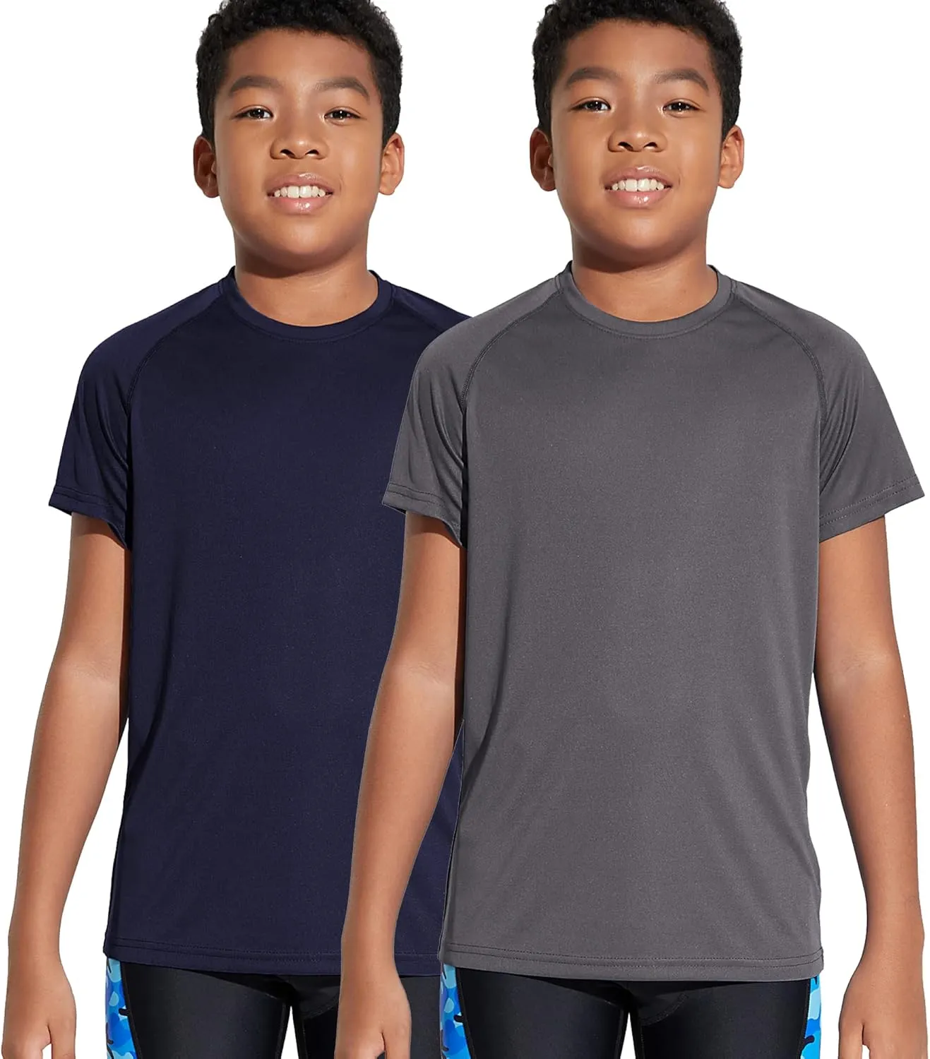 DEVOROPA Youth Boys Rash Guard Toddler Swim Shirts Short Sleeve Sun Shirts Lightweight Quick Dry UPF 50  Kids Surf Swimsuit