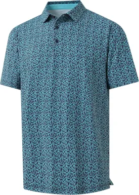 Golf Polo Shirts for Men - Print Moisture Wicking Quick Dry Short Sleeve Collared Polo Shirts for Golf Tennis Wear