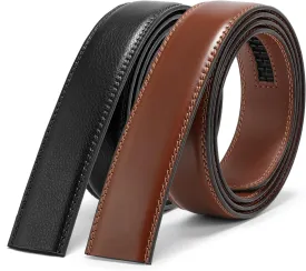 JASGOOD Ratchet Belt Replacement Strap 1 1/8", Leather Belt Strap for 35MM Slide Click Buckle