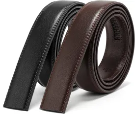 JASGOOD Ratchet Belt Replacement Strap 1 1/8", Leather Belt Strap for 35MM Slide Click Buckle