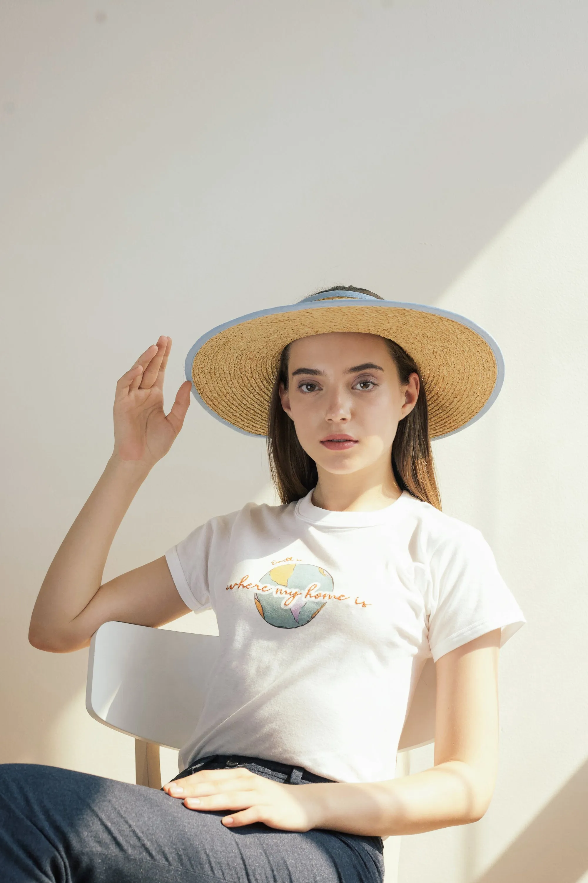 Jordan Urban raffia short brim crownless hat