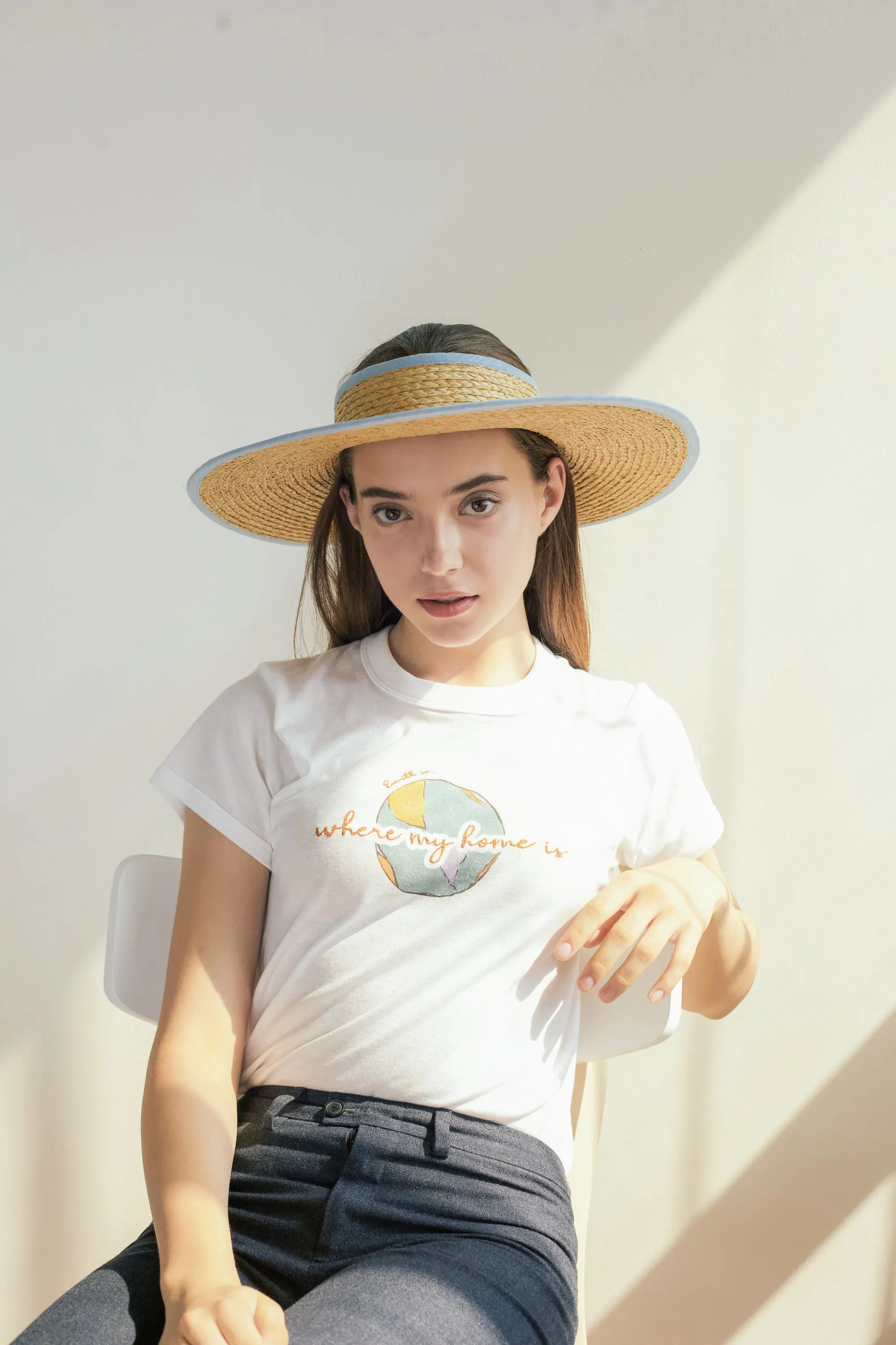Jordan Urban raffia short brim crownless hat