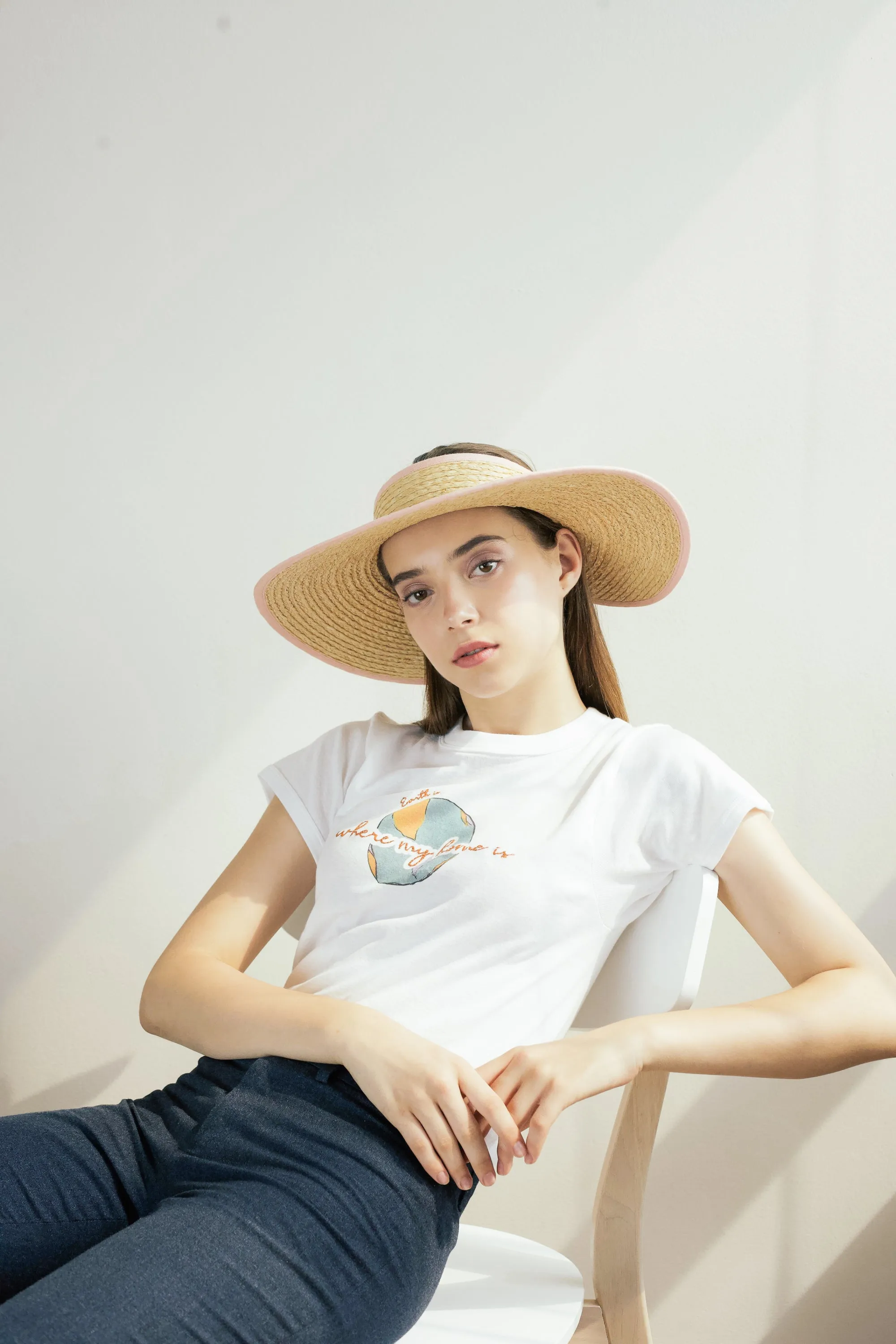 Jordan Urban raffia short brim crownless hat