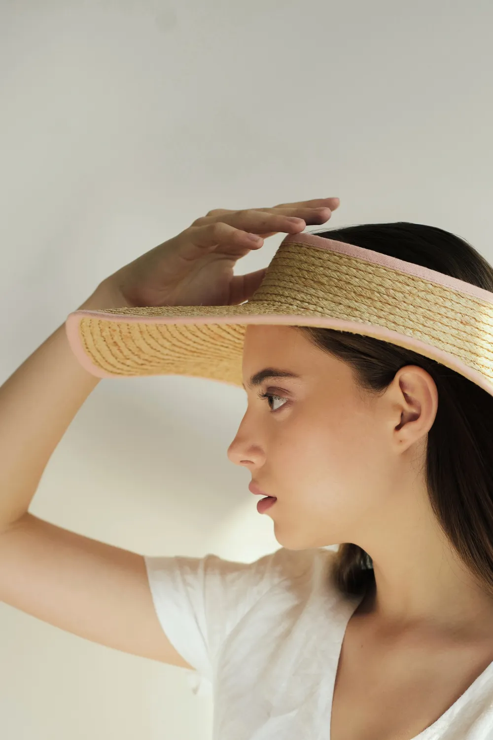 Jordan Urban raffia short brim crownless hat