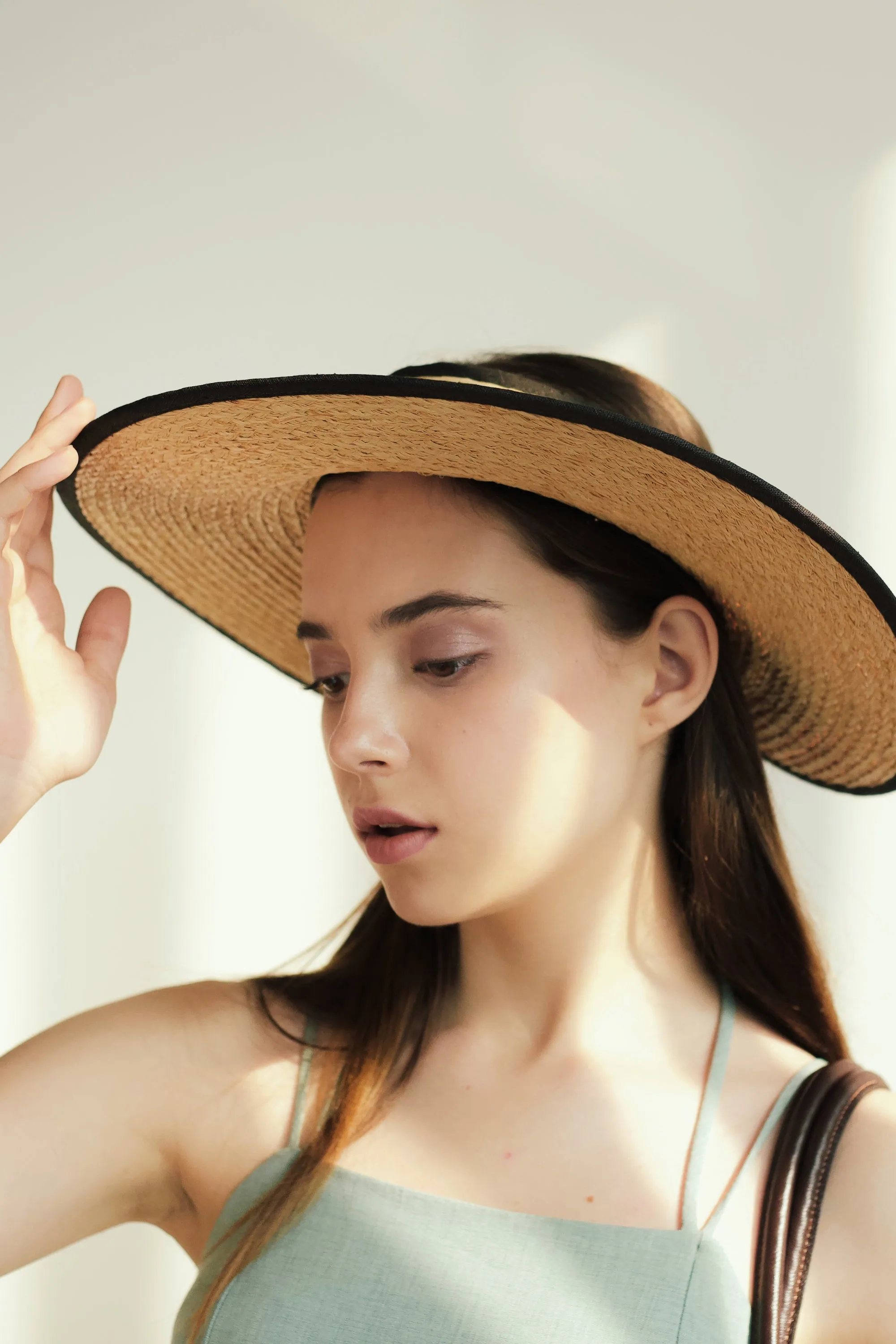 Jordan Urban raffia short brim crownless hat