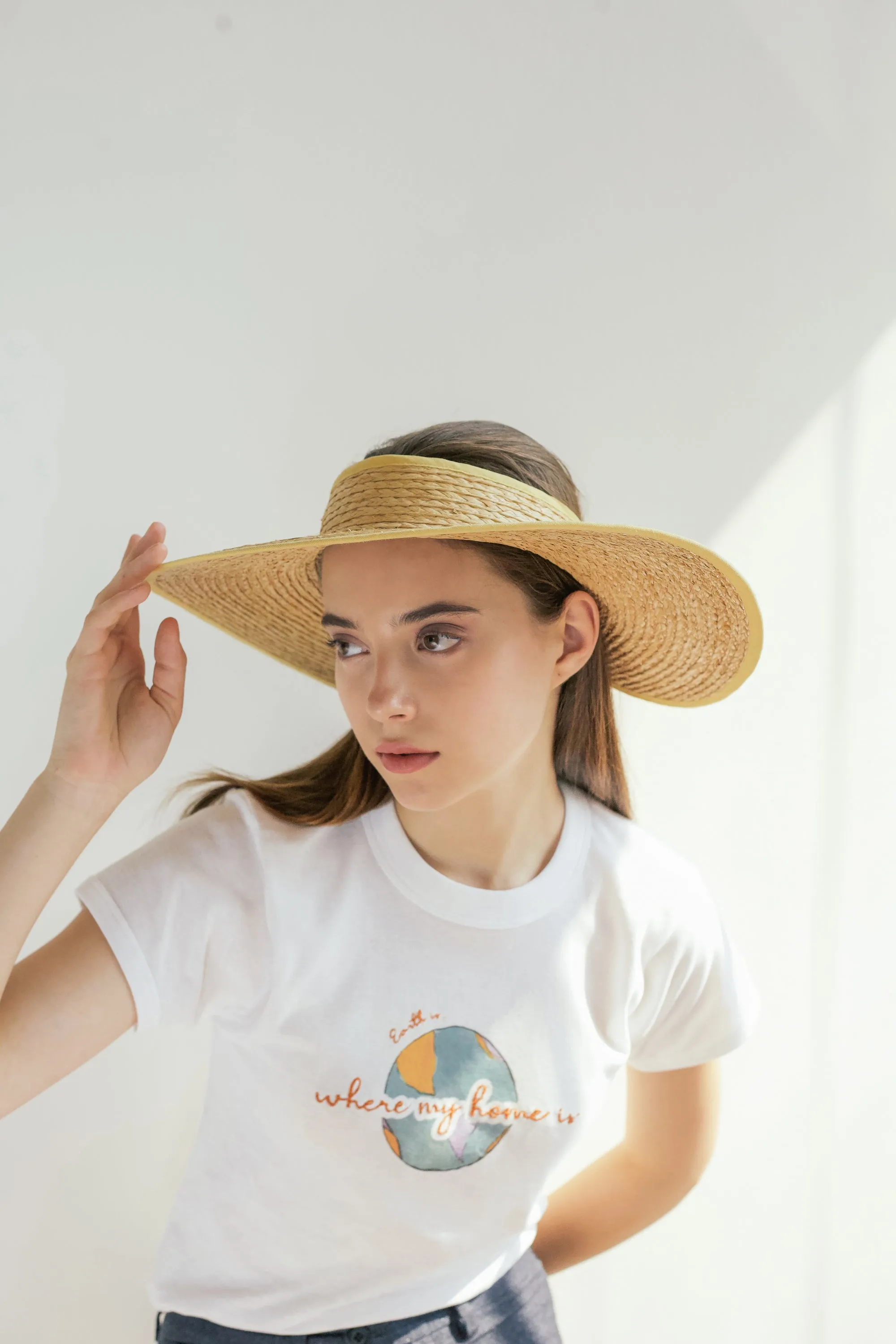 Jordan Urban raffia short brim crownless hat