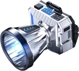 LED Rechargeable Headlamp, Head Lamp Super Bright with 3 Light Modes, Battery Level Display, Headlight for Fishing Camping Hiking