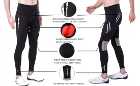 New with tags! Souke Sports Mens Cycling Fleece Lined 3D 4D Padded Legging, Black, Sz M!