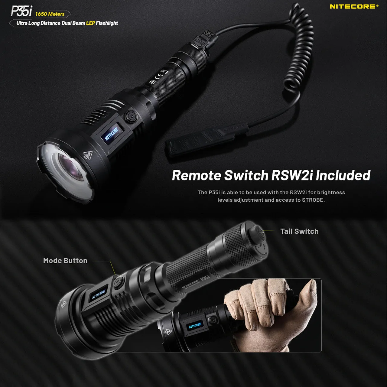 Nitecore P35i Long Throw LEP Flashlight (3000 Lumens | USB-C Rechargeable)