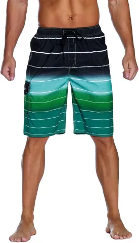 Nonwe Men's Beachwear Summer Holiday Swim Trunks Quick Dry Striped