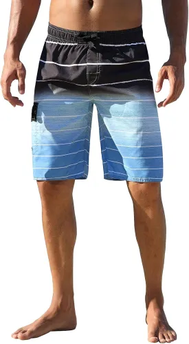 Nonwe Men's Beachwear Summer Holiday Swim Trunks Quick Dry Striped