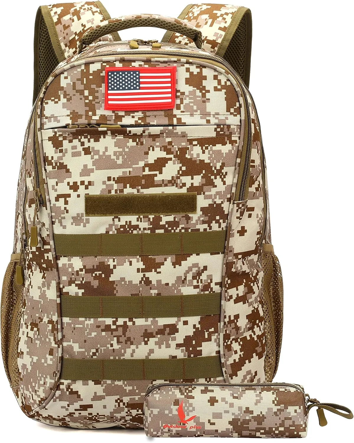 outdoor plus Camo Backpack for Boys,Military Teen Backpack with USB Port, Army Bookbag for School