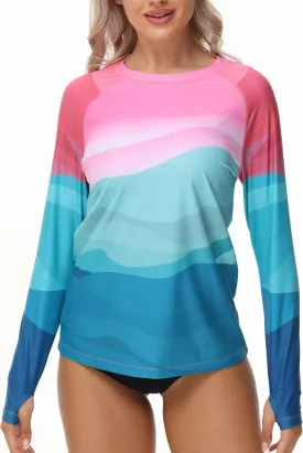 Rash Guard for Women Long Sleeve UPF 50  Womens Swim Shirts Quick Dry UV Protection Water Swimming Tops with Thumb Holes
