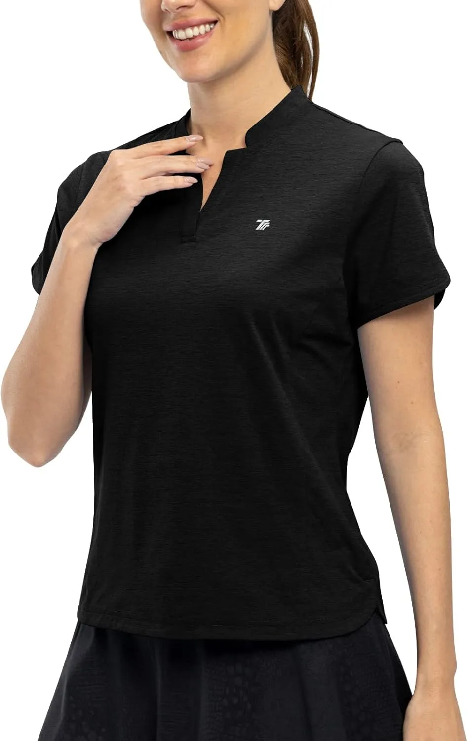 Rdruko Women's Golf Shirts Short Sleeve Dry Fit V Neck Tennis Tops Moisture Wicking Athletic Workout Polo Shirts UPF 50 