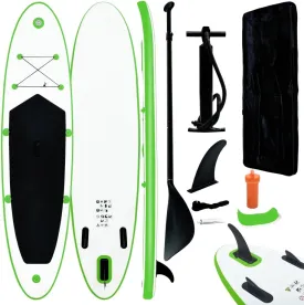 SKM Inflatable Stand Up Paddleboard Set Green and White (Weight-18KG)-2731