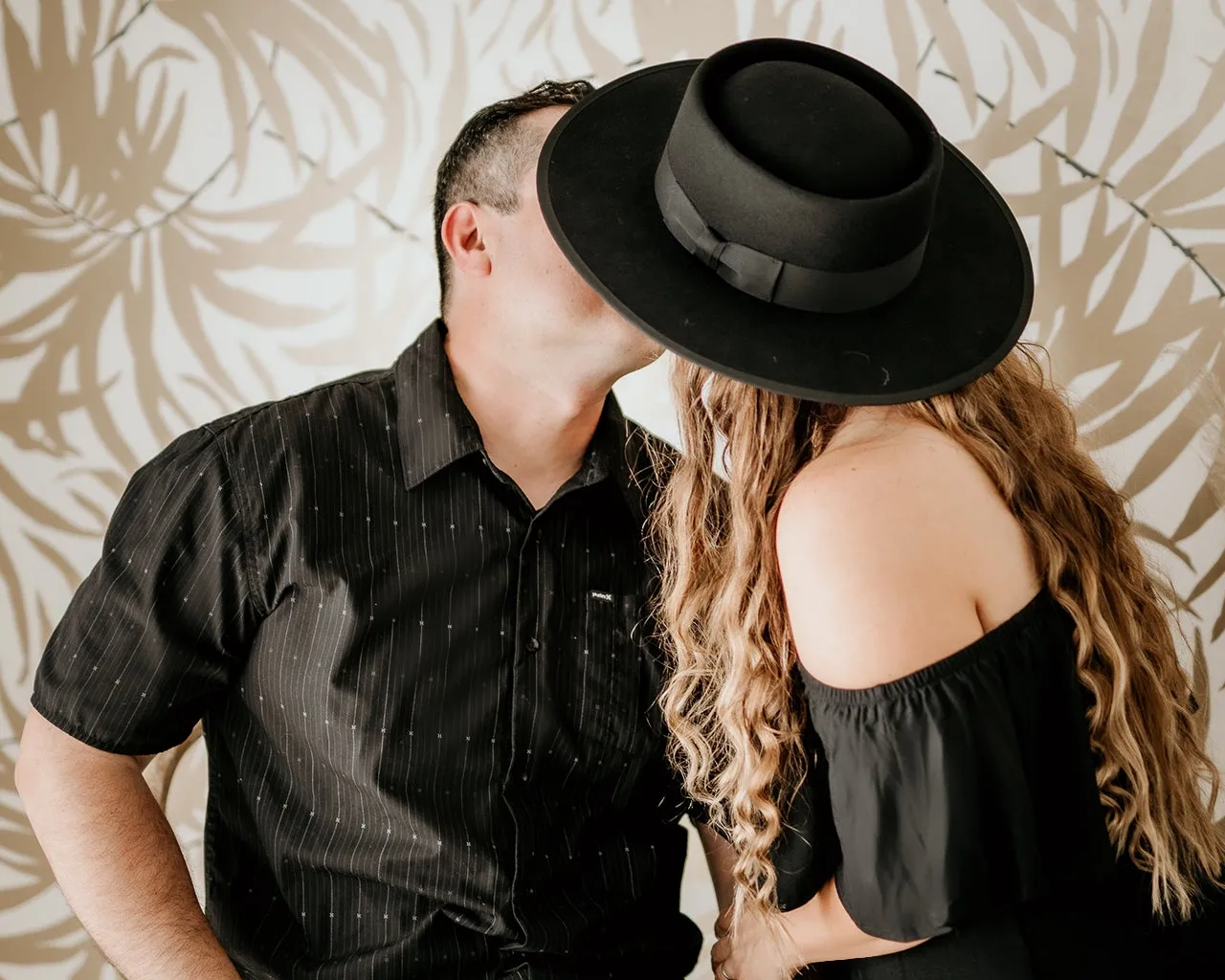 Stiff Brim Boater Gambler Hat - Black