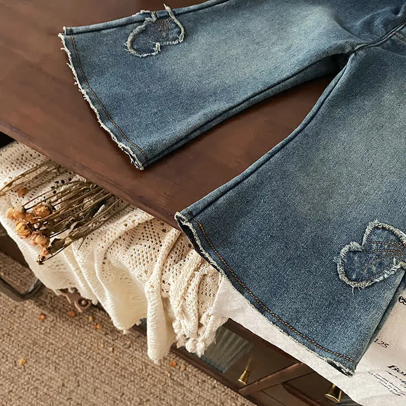Toddler Bow Fleece Lined Denim Pants