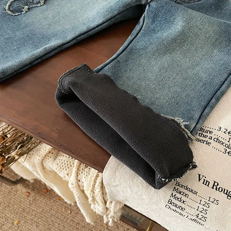 Toddler Bow Fleece Lined Denim Pants