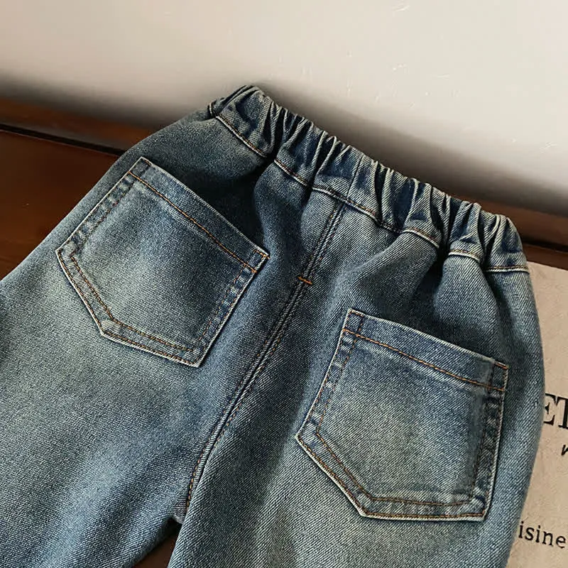 Toddler Bow Fleece Lined Denim Pants