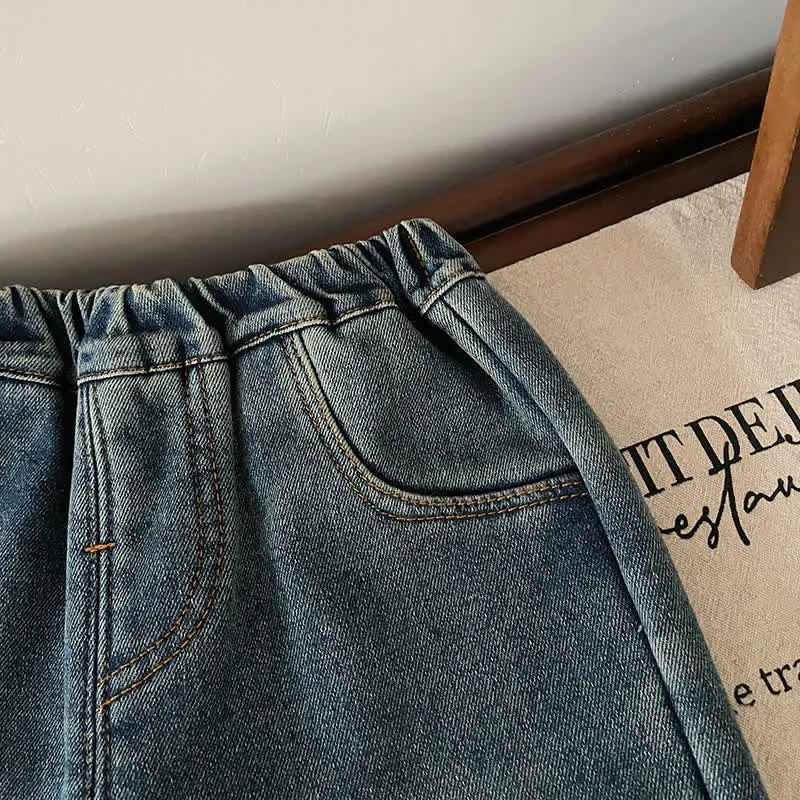 Toddler Bow Fleece Lined Denim Pants