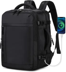Travel Backpack for Women Carry On Flight Approved Casual Daypack Expandable 2 Laptop Backpack, 17inch 32 liters Black