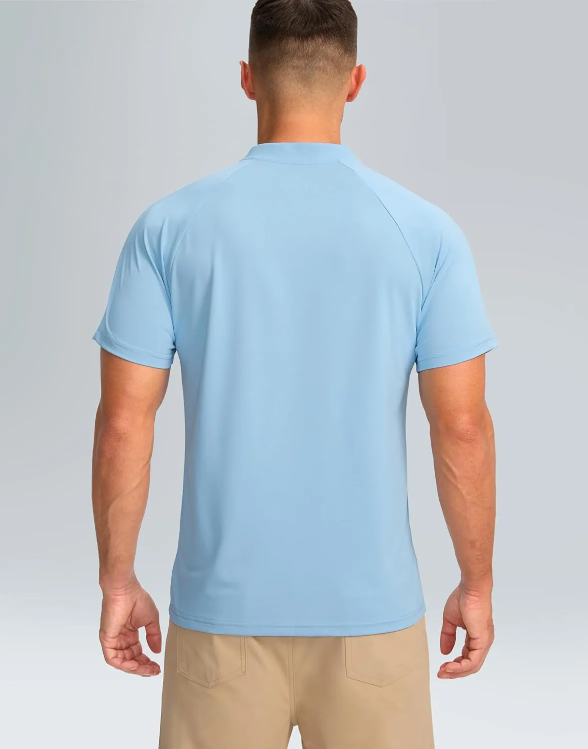 Viodia Mens Golf Shirts Henley Collarless Quick Dry Summer Shirt Casual Short Sleeve Moisture Wicking Polo T Shirts