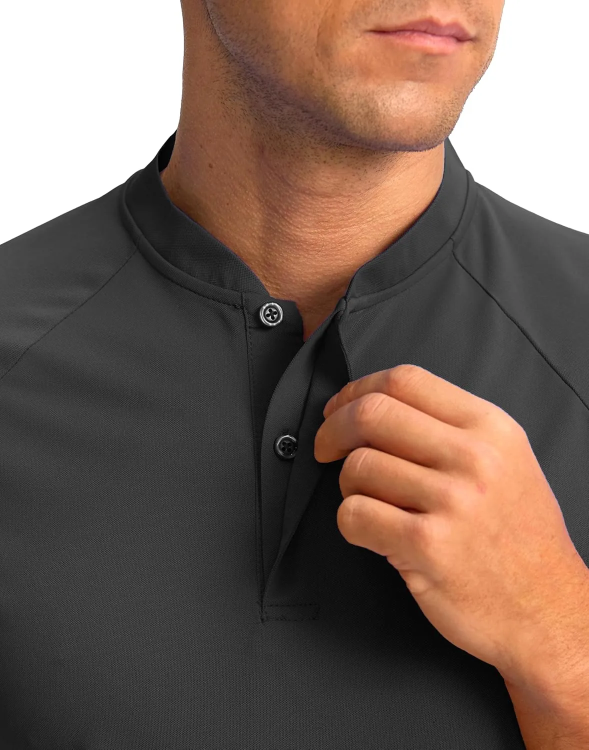 Viodia Mens Golf Shirts Henley Collarless Quick Dry Summer Shirt Casual Short Sleeve Moisture Wicking Polo T Shirts