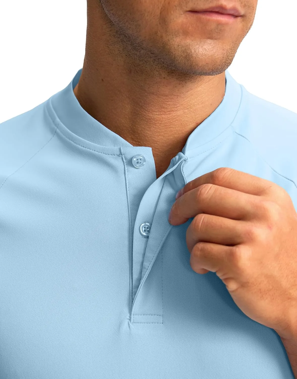 Viodia Mens Golf Shirts Henley Collarless Quick Dry Summer Shirt Casual Short Sleeve Moisture Wicking Polo T Shirts