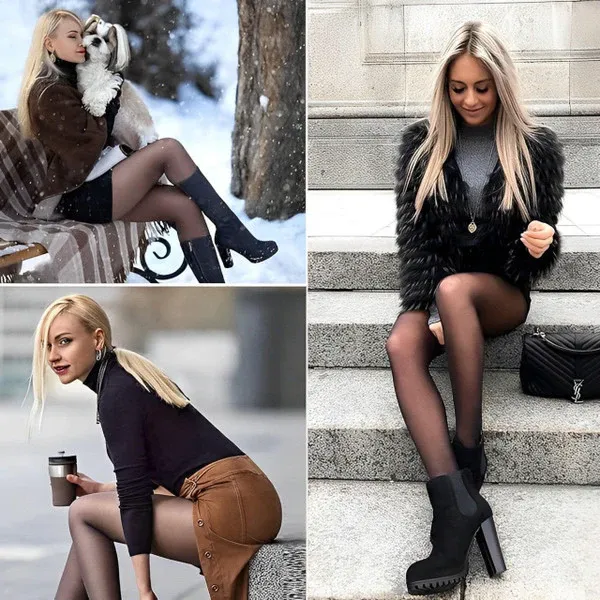 Warm fleece-lined tights