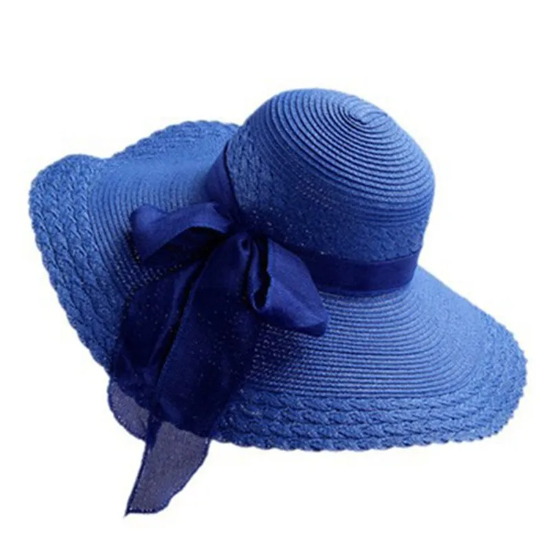 Wide Brim Ribbon Beach Hat