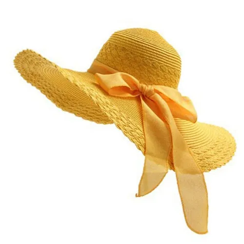 Wide Brim Ribbon Beach Hat