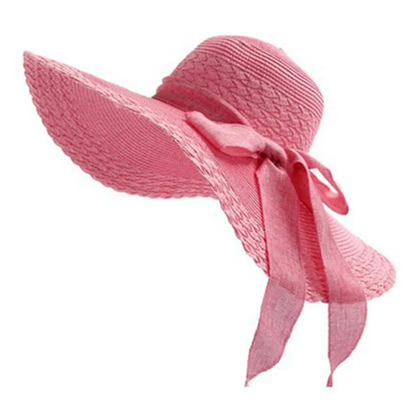 Wide Brim Ribbon Beach Hat