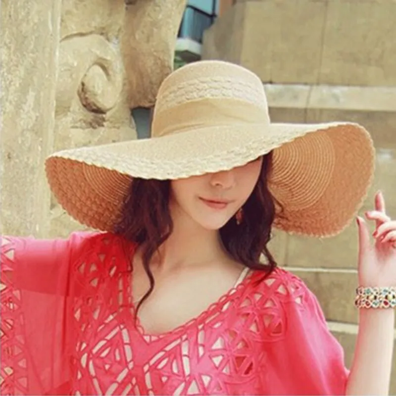 Wide Brim Ribbon Beach Hat