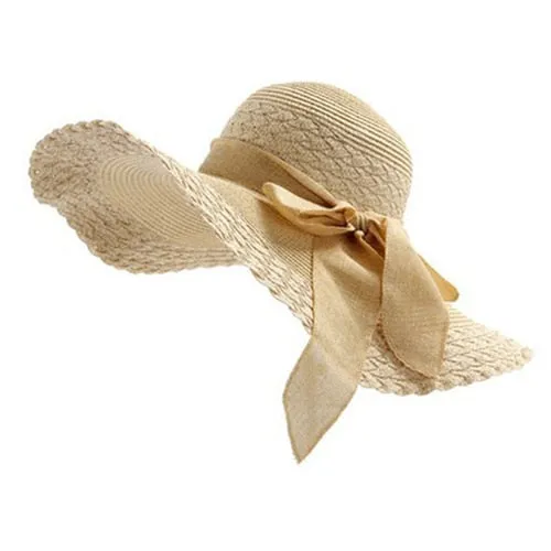 Wide Brim Ribbon Beach Hat