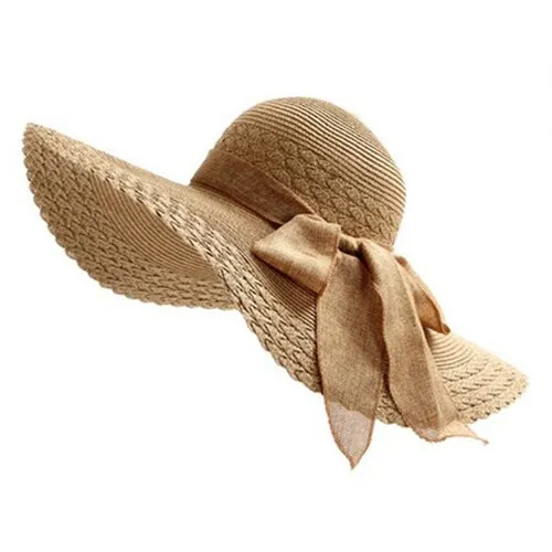 Wide Brim Ribbon Beach Hat