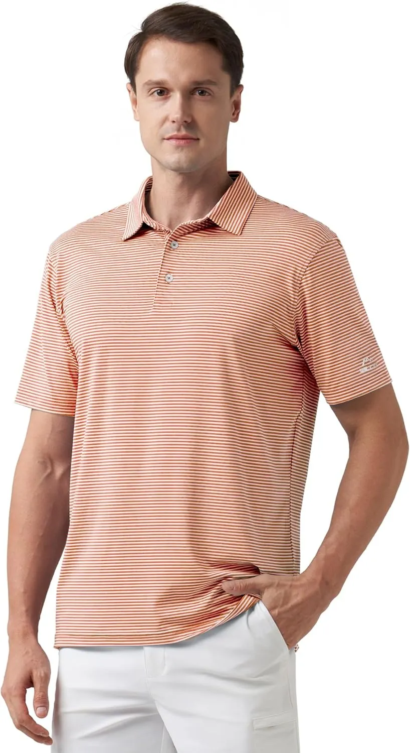 Willit Men's Golf Polo Shirts Short Sleeve Striped Performance Moisture Wicking